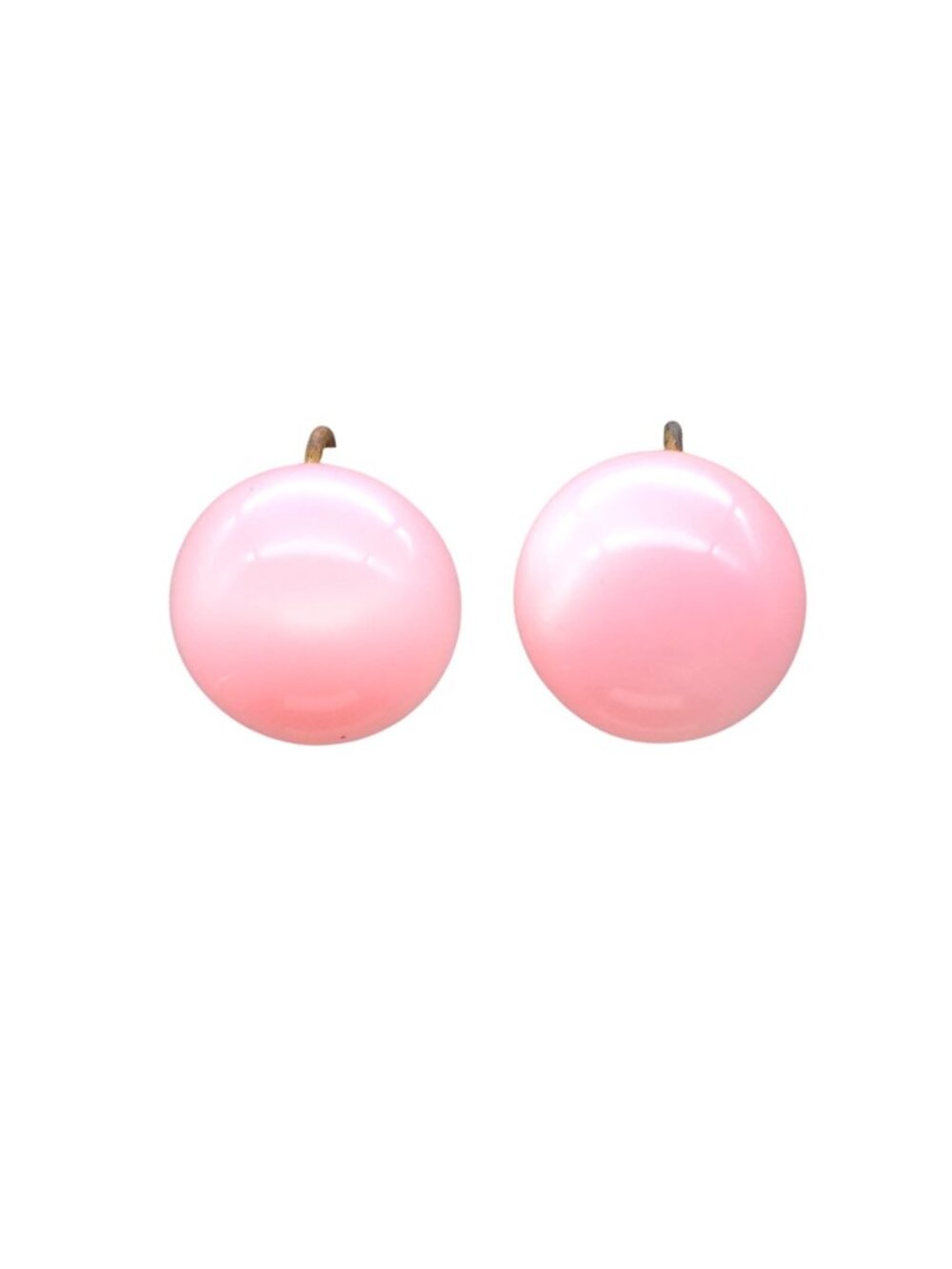 Vintage Pink Moonglow Bead Earrings on Screw Back, Pastel Blush Lucite 1930s